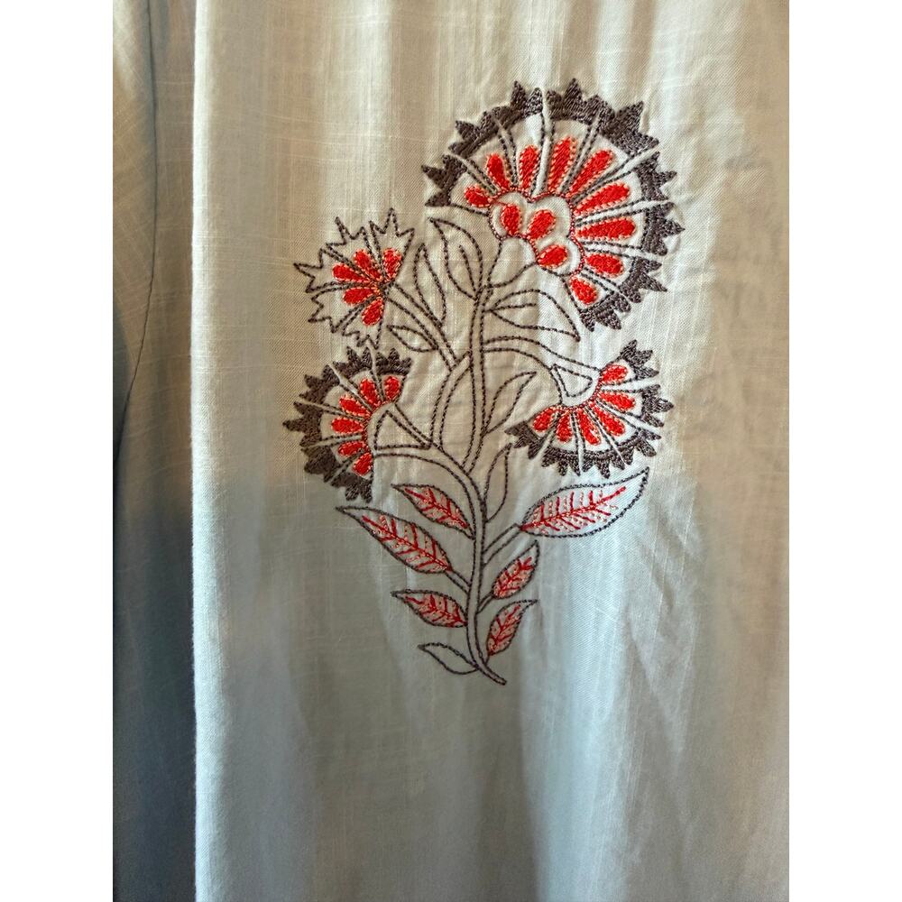 Women's BIBA Blue Flower Embroidered Summer Spring Casual Dress Size 36 - Picture 4 of 6